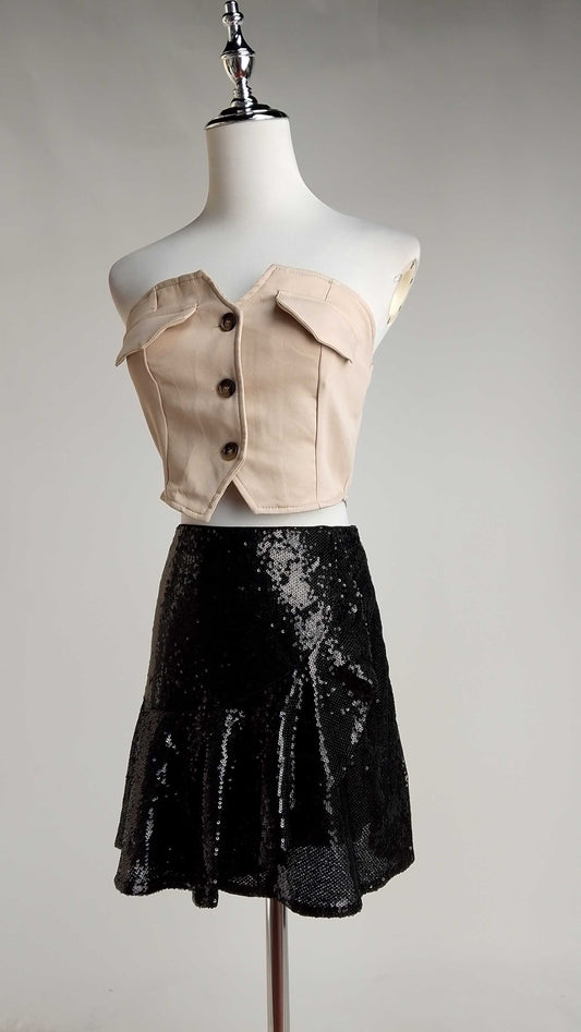 Falda de flecos negros de fiesta D&M / V458