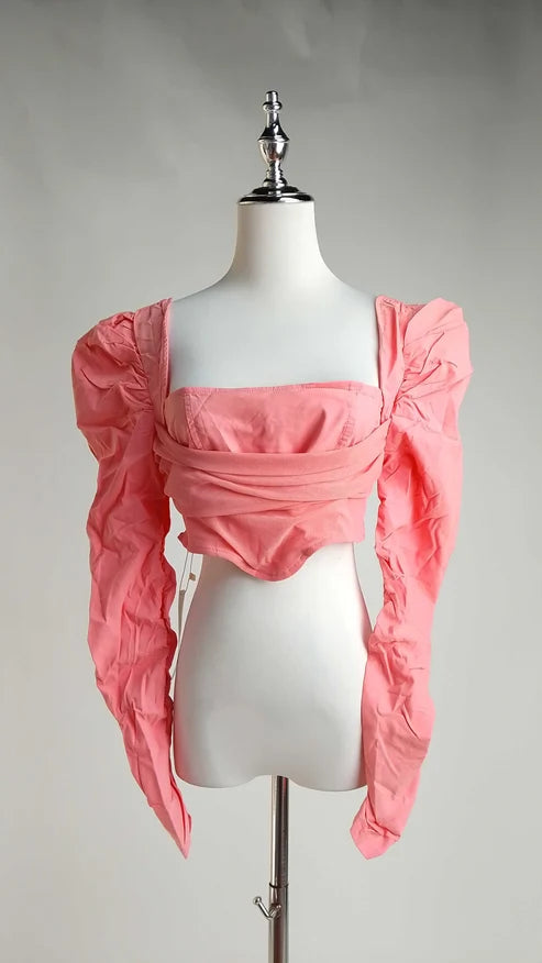 Top Coral con Mangas Abullonadas /OUTEV194