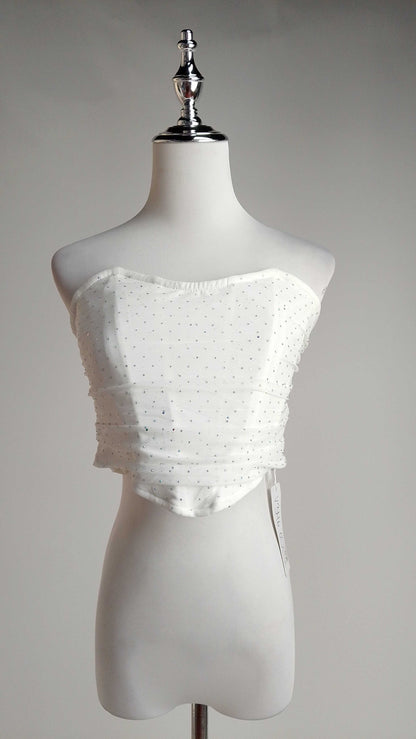 Top blanco encaje romántico D&M / V346