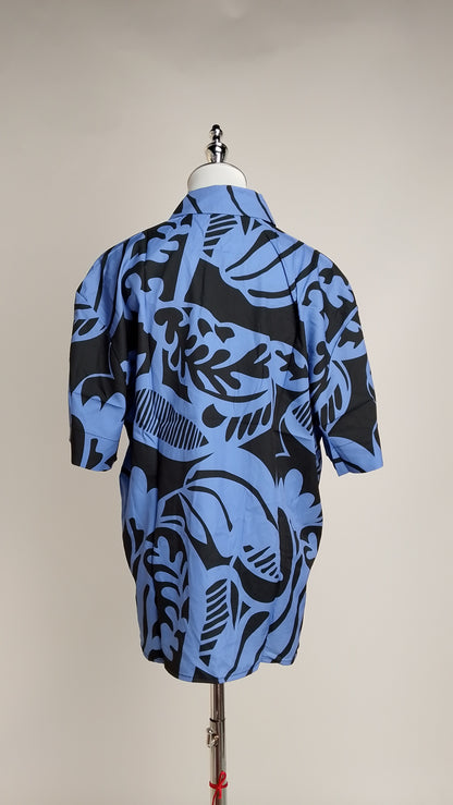 Camisa Estampada Azul y Negra / ANB26080