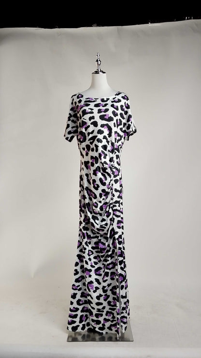 Vestido estampado blanco con morado AOMEI / AO90