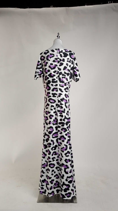 Vestido estampado blanco con morado AOMEI / AO90