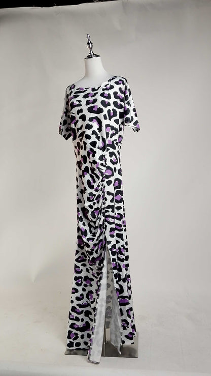 Vestido estampado blanco con morado AOMEI / AO90