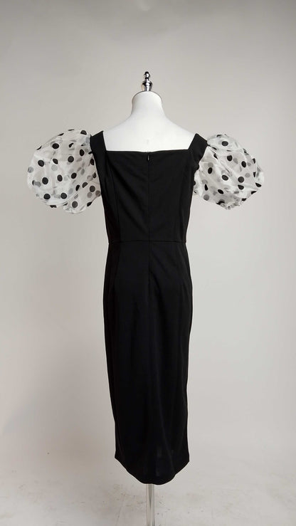 Vestido negro con mangas de lunares AOMEI / AO73