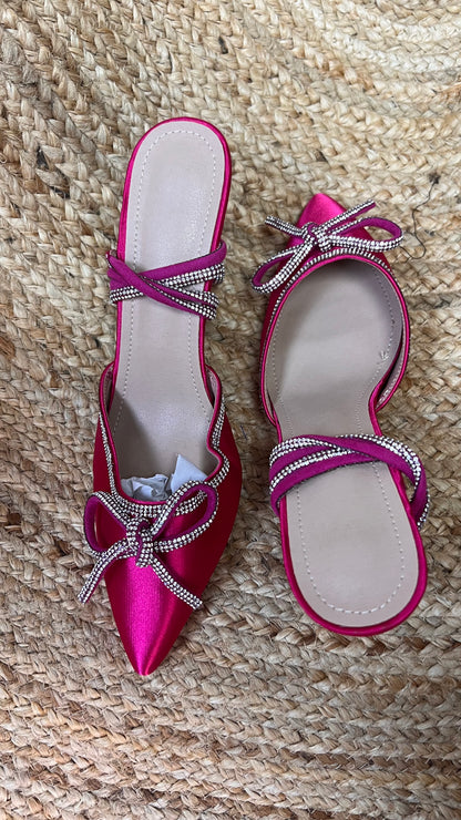 Zapatos Tacón Fucsia Satinado / Z260111