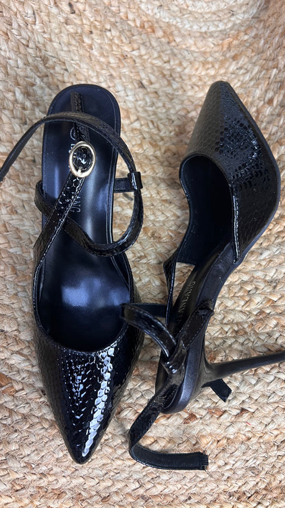 Tacones Negros de Tiras / Z260113