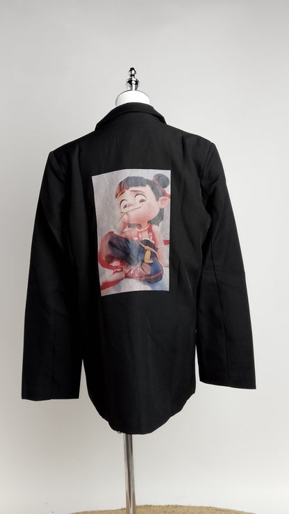 Blazer Negro Oversize Elegante / ANBL2643