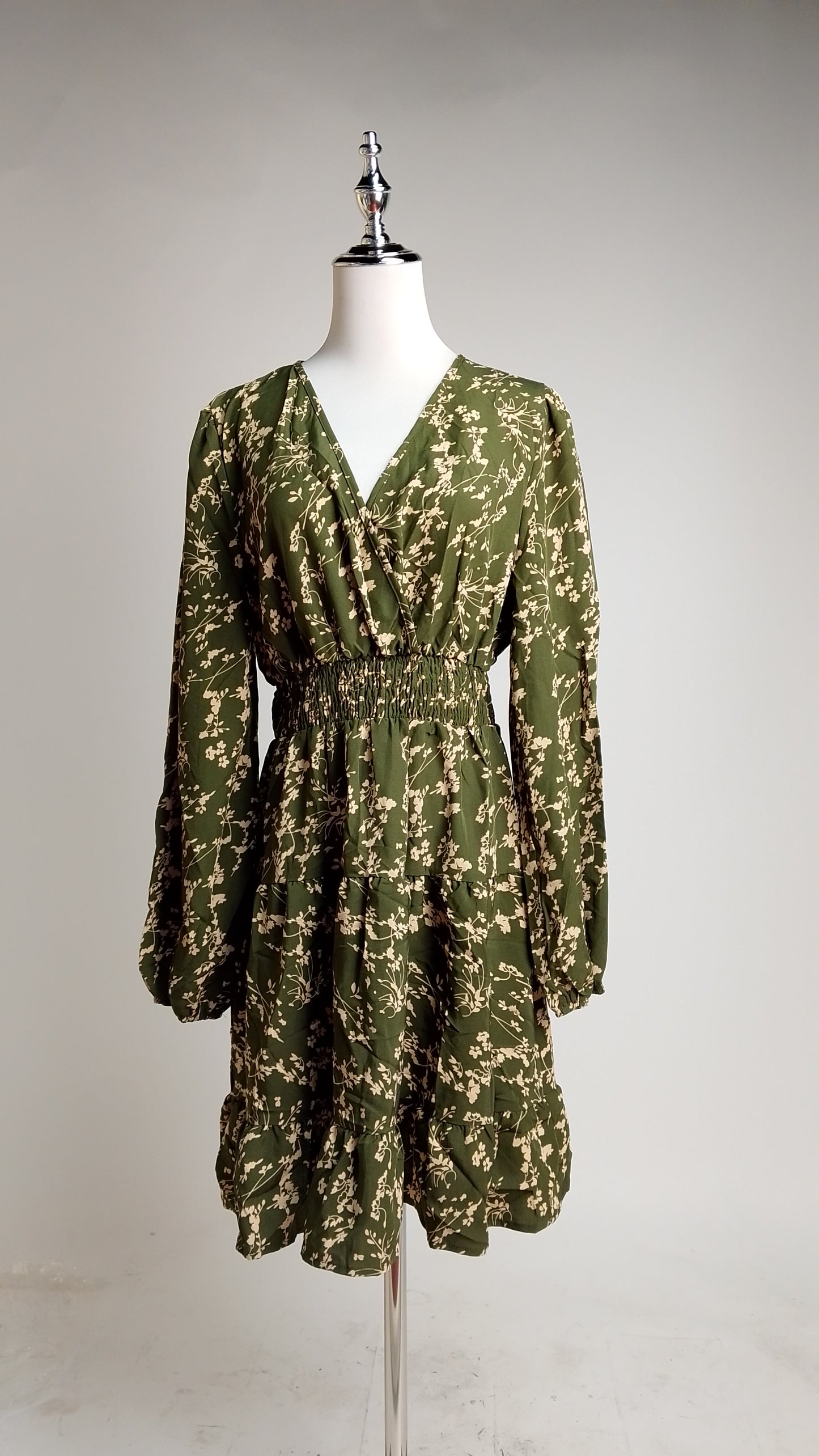 Vestido Verde Oliva Floral / SH102