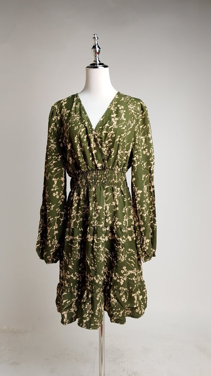 Vestido Verde Oliva Floral / SH102