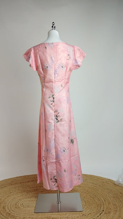 Vestido Midi Rosa con Volantes / L69A