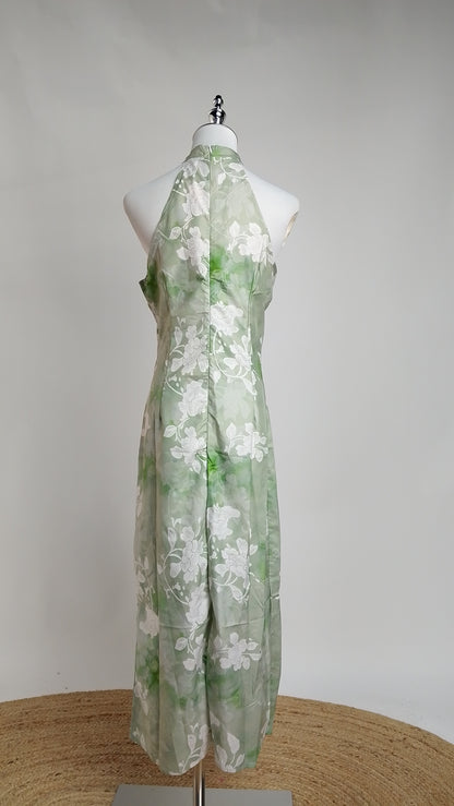 Vestido Floral Verde Midi / L74A