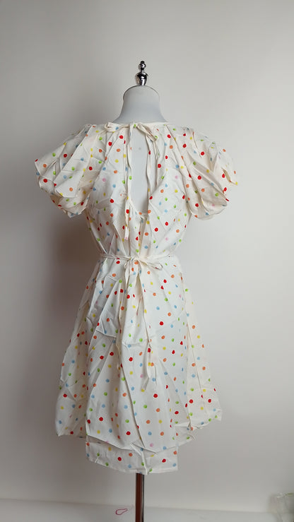 Vestido blanco mini estampado / L13A