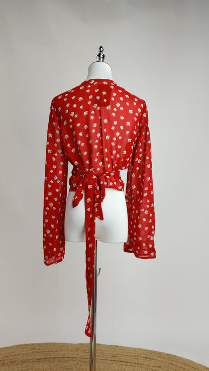 Blusa Crop Cruzada de Manga Larga / ANB26038