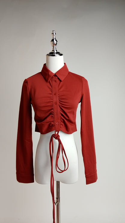Blusa Crop con Fruncido y Cordón Ajustable / ANB26047