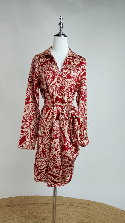 Vestido Rojo Estampado Elegante / NOB28