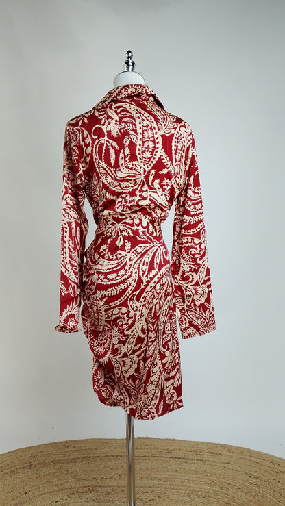 Vestido Rojo Estampado Elegante / NOB28