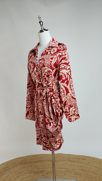 Vestido Rojo Estampado Elegante / NOB28