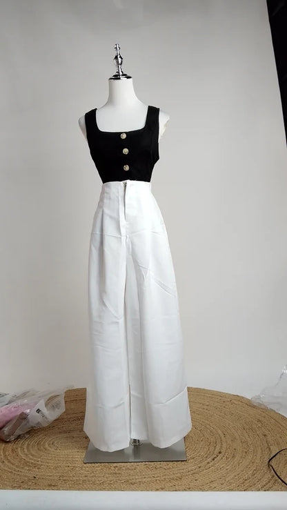 Blazer Elegante + Pantalón Blanco Palazzo Clásico /OUTEV51