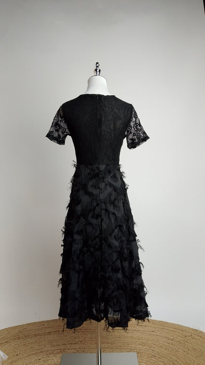 Vestido Negro Tul Elegante Fiesta / MV24