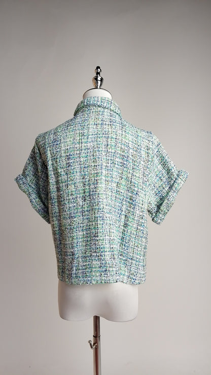 Blusa Estampada de Manga Corta con Cuello Camisero / ANB26049