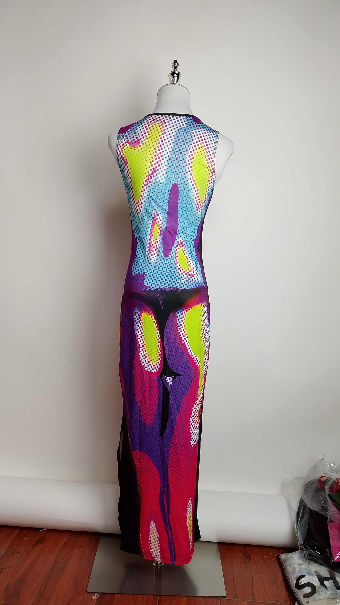 Vestido largo multicolor ajustado / L30A