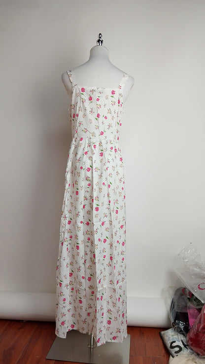 Vestido largo floral romántico / L35A