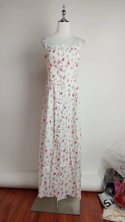 Vestido largo floral romántico / L35A