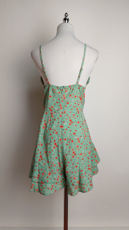 Enterizo corto verde menta floral / ANJ13