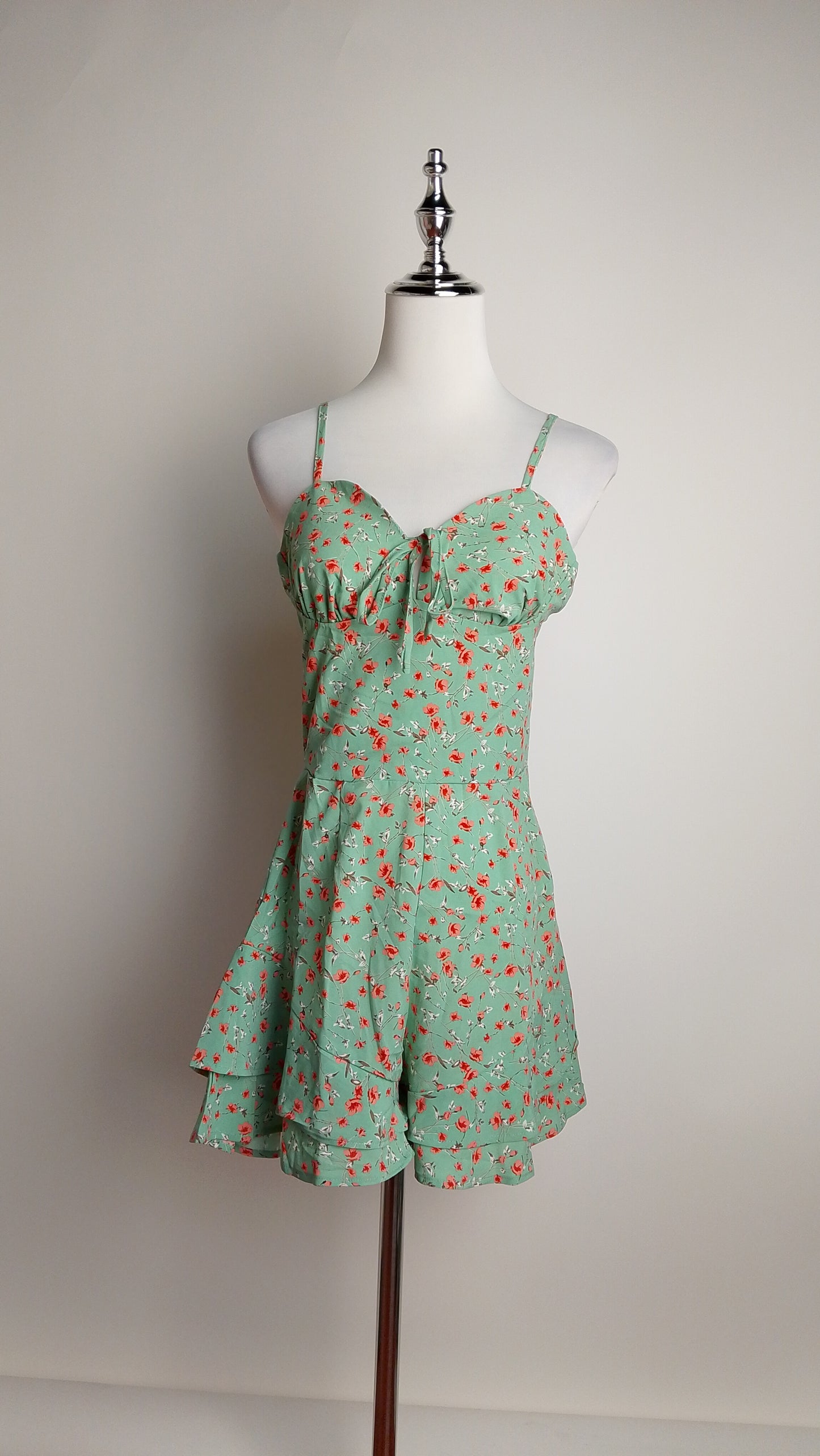 Enterizo corto verde menta floral / ANJ13