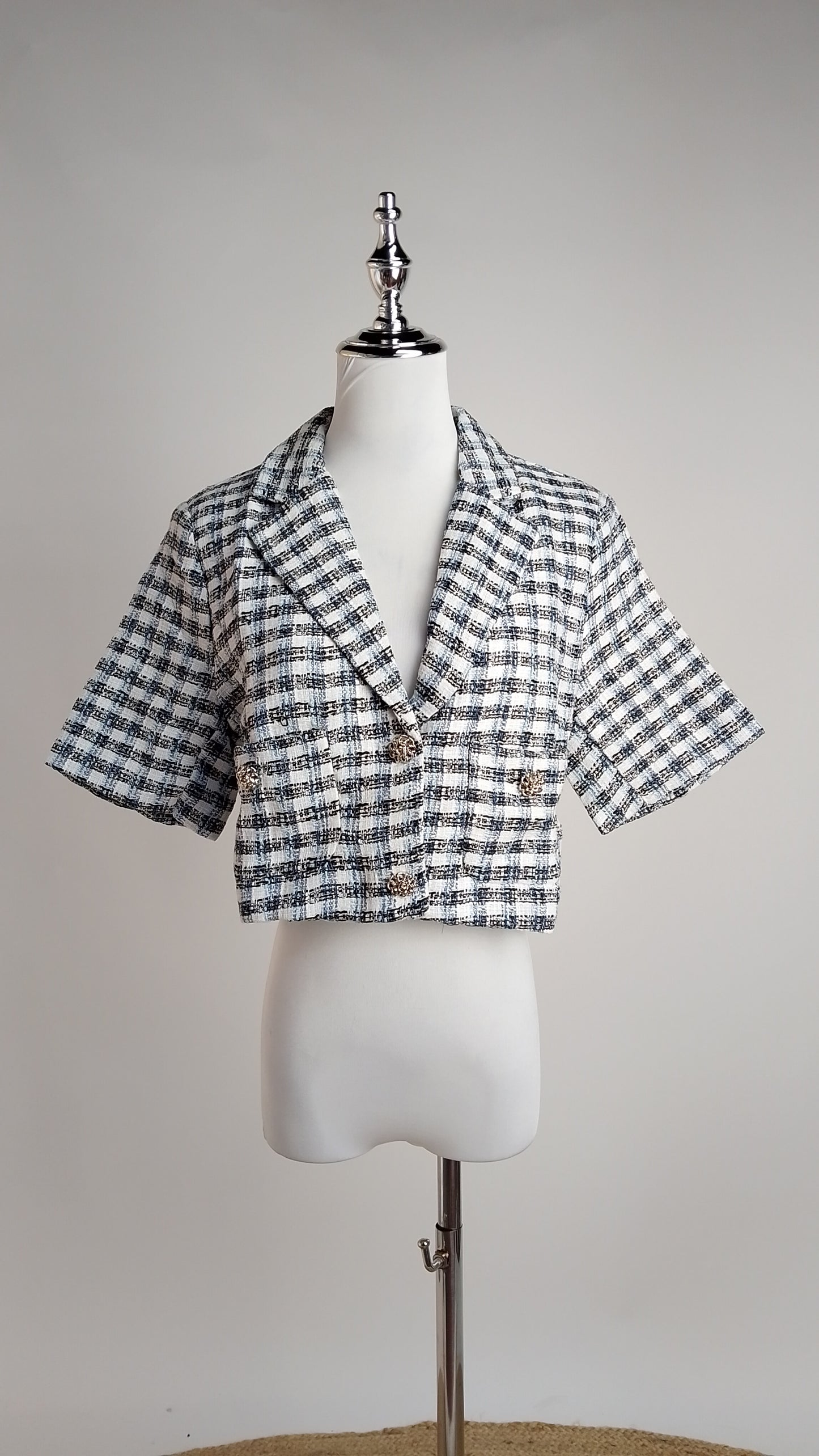 Blazer Cuadros Beige Moderno / ANBL2631
