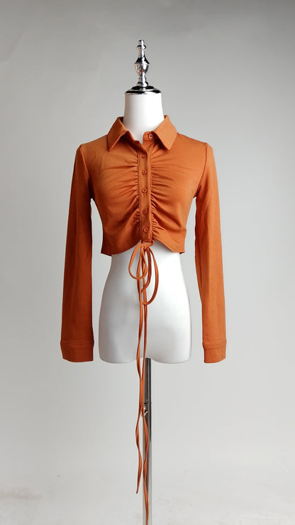 Blusa Crop con Fruncido y Cordón Ajustable / ANB26047