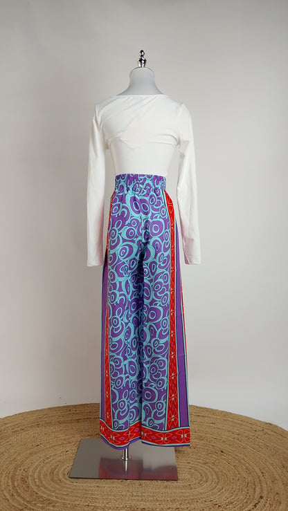 Pantalón azul estampado boho / ANE1001-21