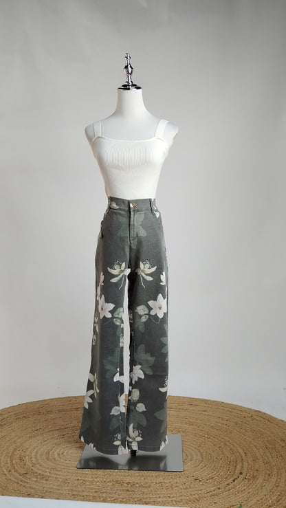 Pantalón Floral Verde Denim / ANE1001-59