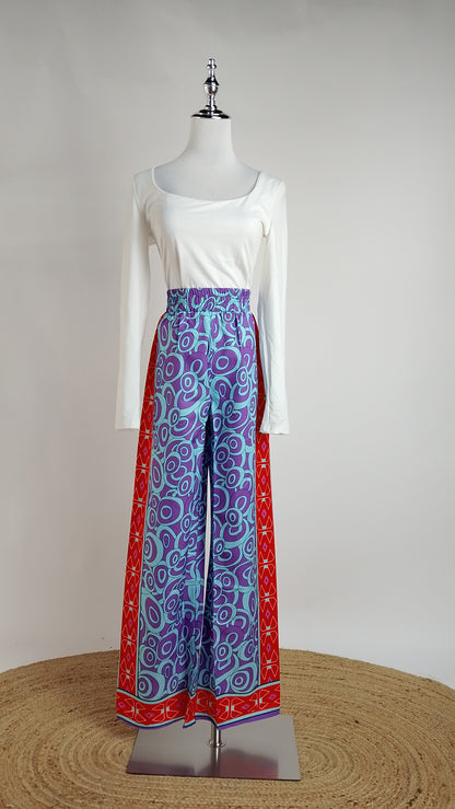 Pantalón azul estampado boho / ANE1001-21