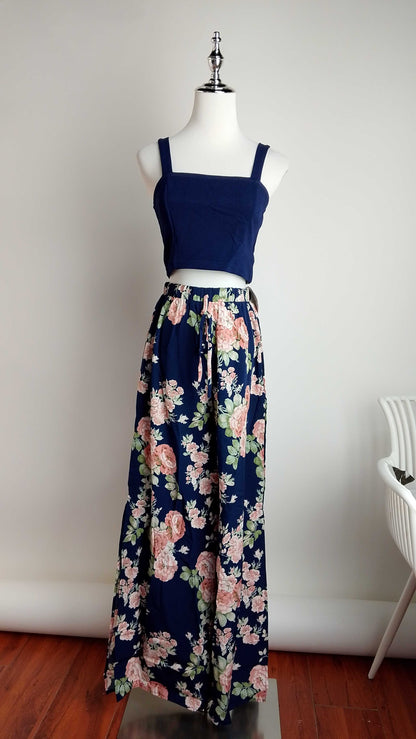Conjunto azul con pantalón floral / SH01 Betzy