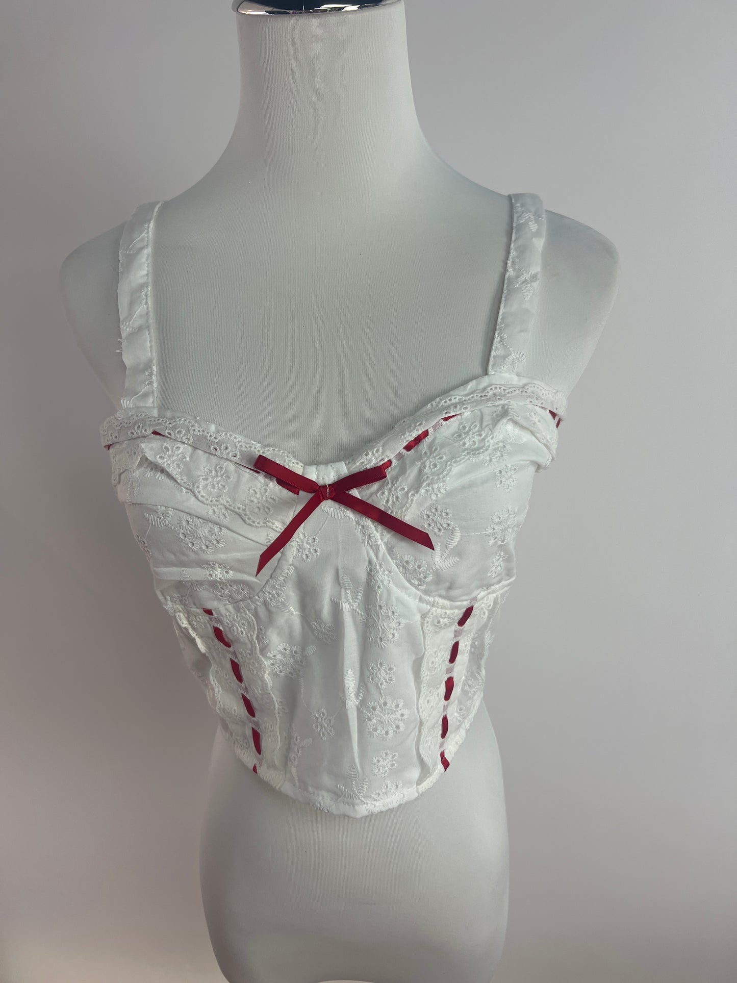 Blusa blanca con detalles en rojo SH33 Betzy