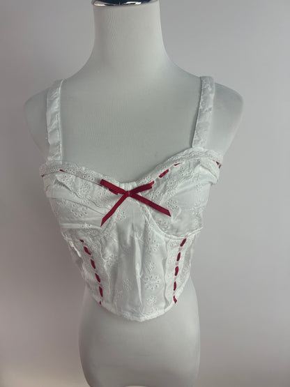 Blusa blanca con detalles en rojo SH33 Betzy