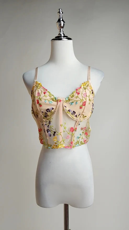 Corset Floral Bloom + Pantalón beige /OUTEV52