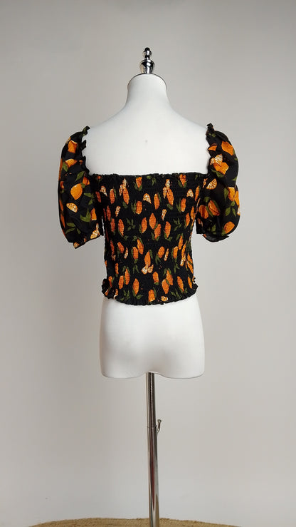Blusa Negra con Detalles Naranja / ANB26061
