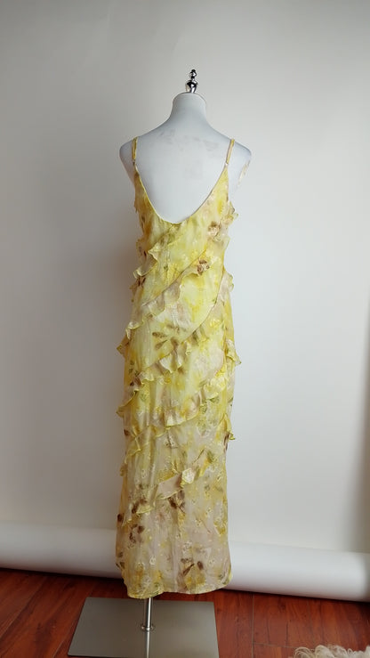 Vestido largo amarillo floral / UV18