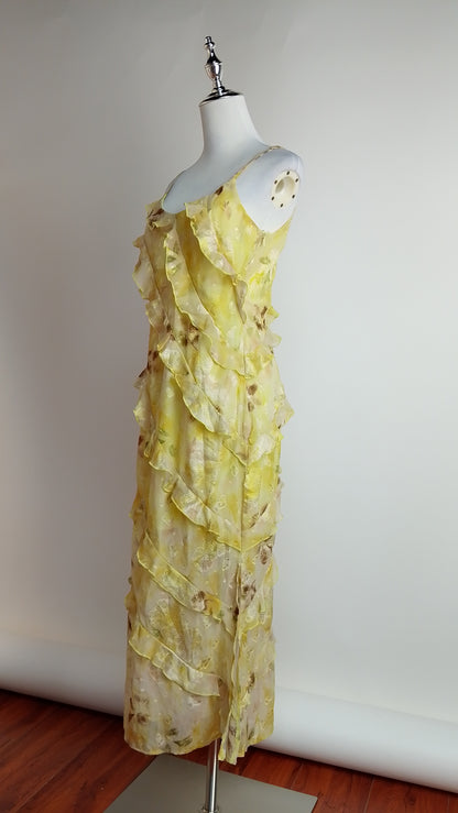 Vestido largo amarillo floral / UV18
