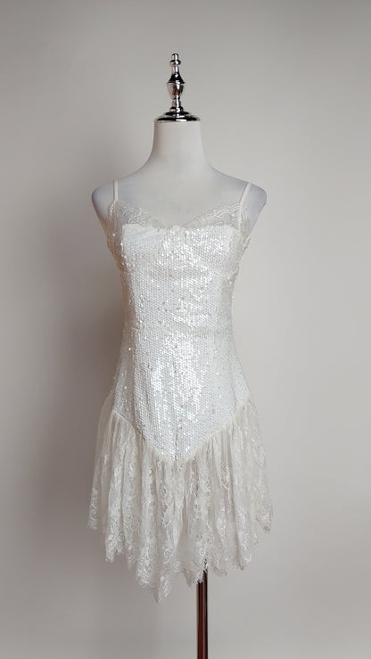Vestido corto blanco encaje / UV21