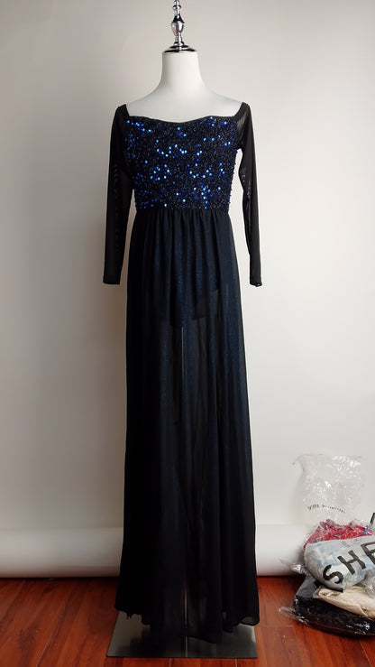 Vestido negro largo elegante - UV77