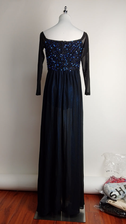 Vestido negro largo elegante - UV77