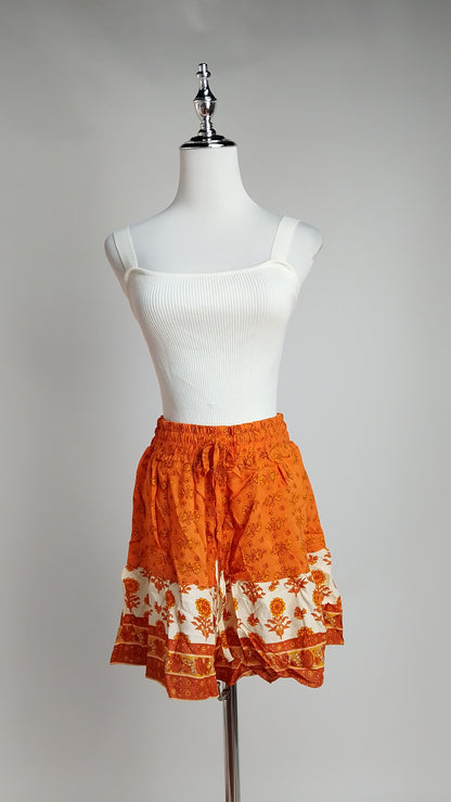 Short Floral Naranja con Volantes / ANE1001-66