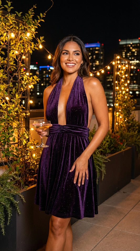 Vestido morado corto / UV25