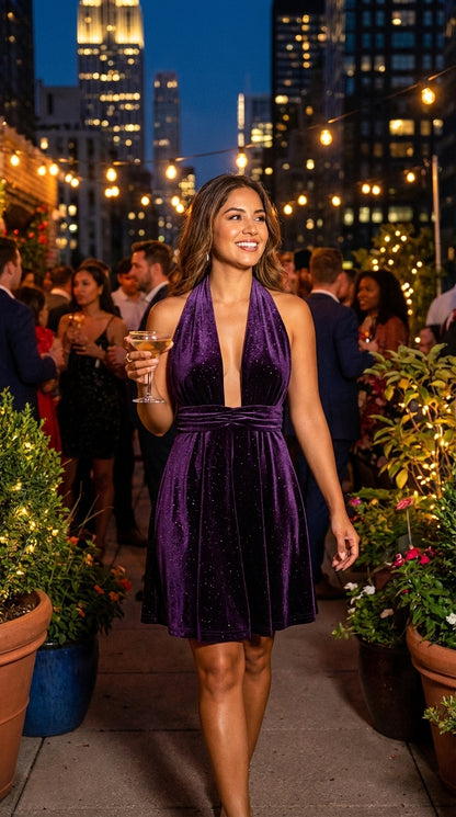 Vestido morado corto / UV25