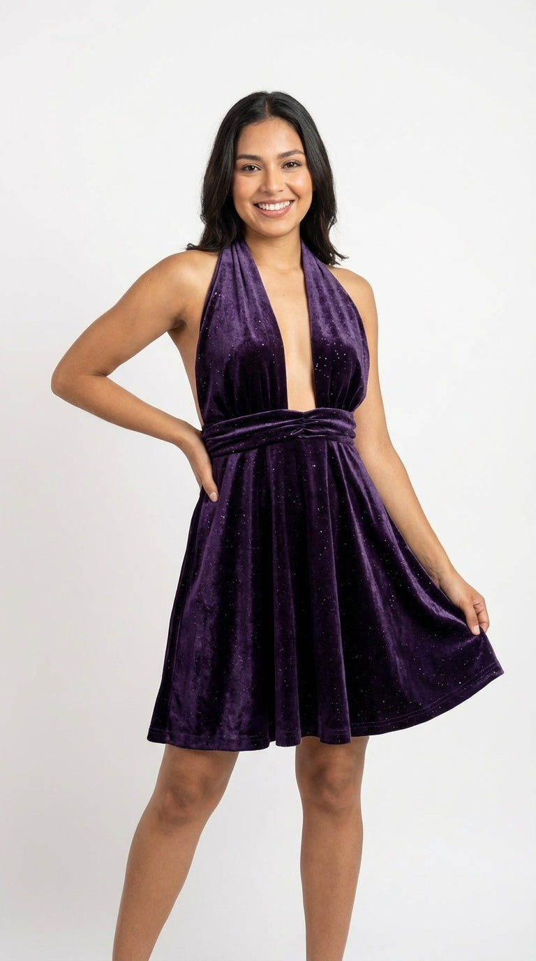 Vestido morado corto / UV25