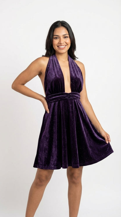 Vestido morado corto / UV25