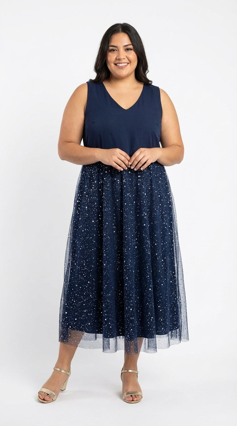 UV27 – Vestido azul midi vaporoso